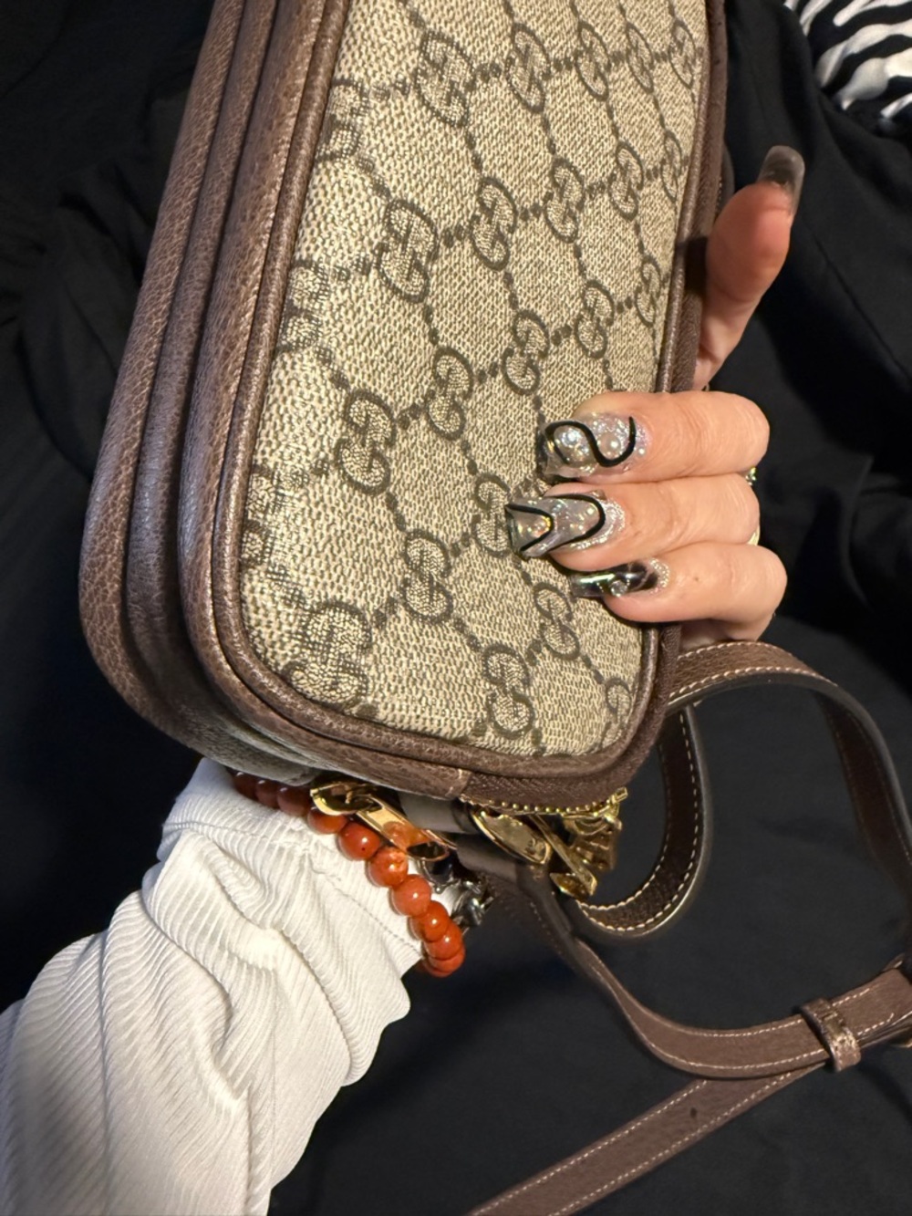Gucci Ophidia Beige GG Supreme triple zipper Canvas Crossbody - Picture 11 of 15